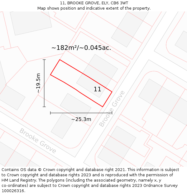 11, BROOKE GROVE, ELY, CB6 3WT: Plot and title map