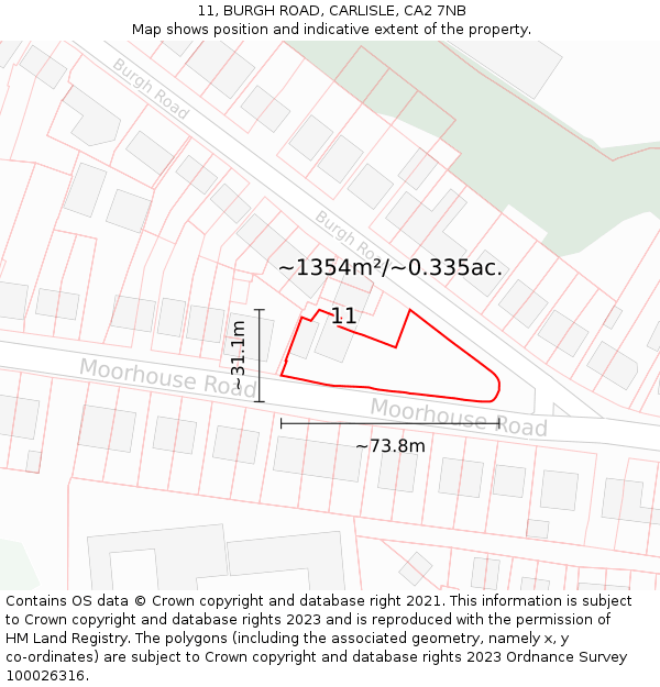 11, BURGH ROAD, CARLISLE, CA2 7NB: Plot and title map