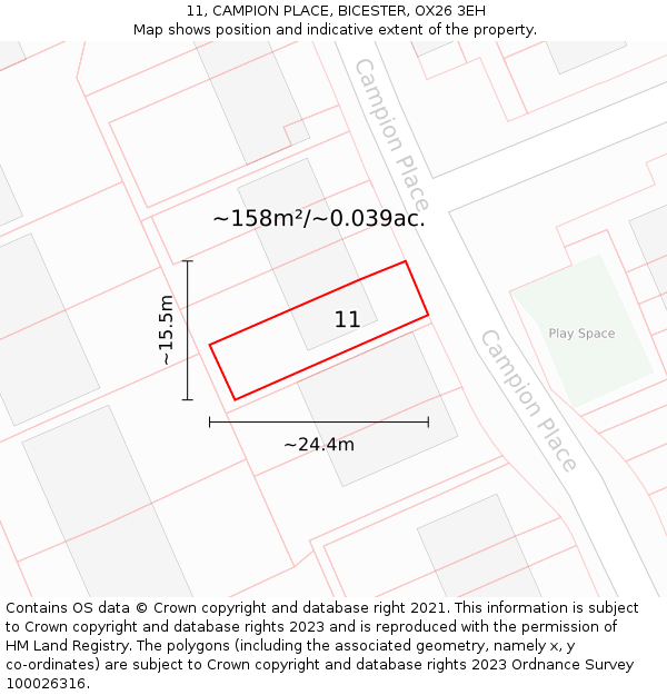 11, CAMPION PLACE, BICESTER, OX26 3EH: Plot and title map