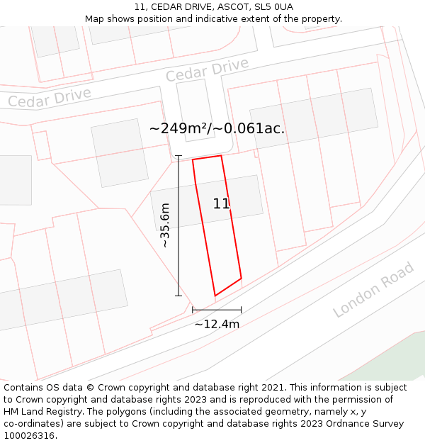 11, CEDAR DRIVE, ASCOT, SL5 0UA: Plot and title map