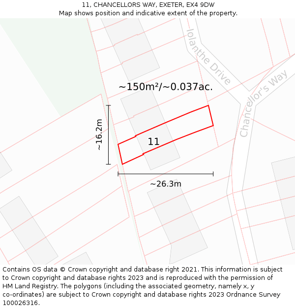 11, CHANCELLORS WAY, EXETER, EX4 9DW: Plot and title map