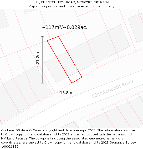 11, CHRISTCHURCH ROAD, NEWPORT, NP19 8FN: Plot and title map