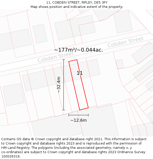 11, COBDEN STREET, RIPLEY, DE5 3FY: Plot and title map