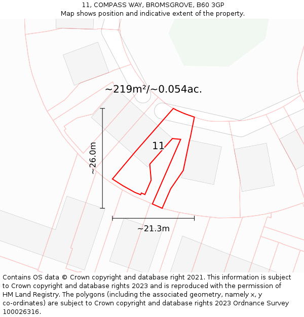 11, COMPASS WAY, BROMSGROVE, B60 3GP: Plot and title map