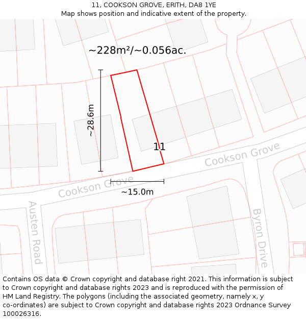 11, COOKSON GROVE, ERITH, DA8 1YE: Plot and title map