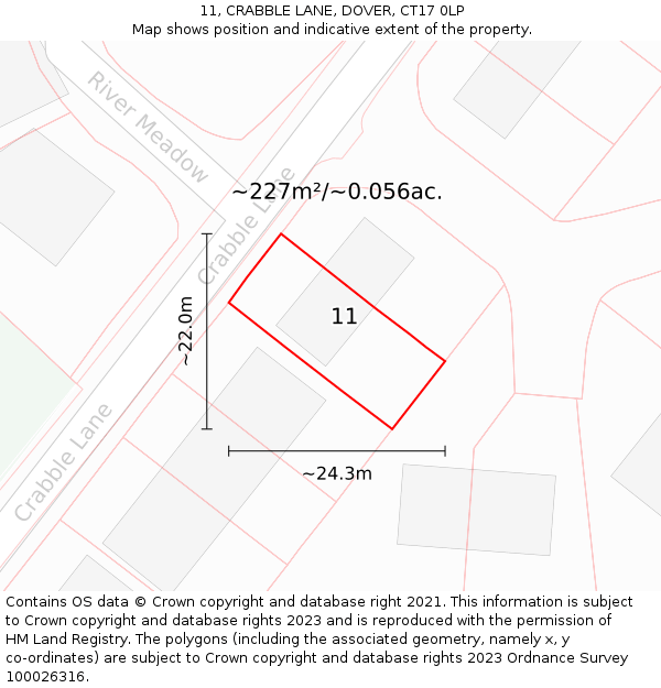 11, CRABBLE LANE, DOVER, CT17 0LP: Plot and title map