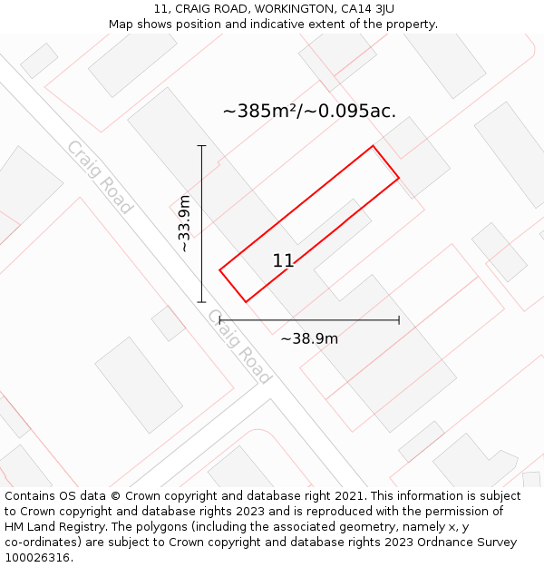 11, CRAIG ROAD, WORKINGTON, CA14 3JU: Plot and title map