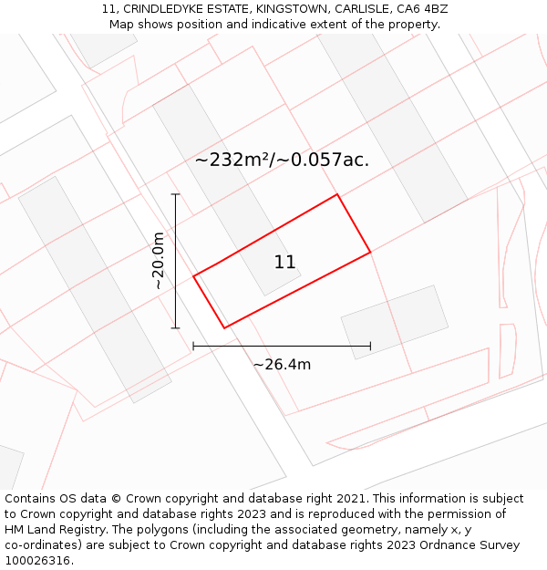 11, CRINDLEDYKE ESTATE, KINGSTOWN, CARLISLE, CA6 4BZ: Plot and title map