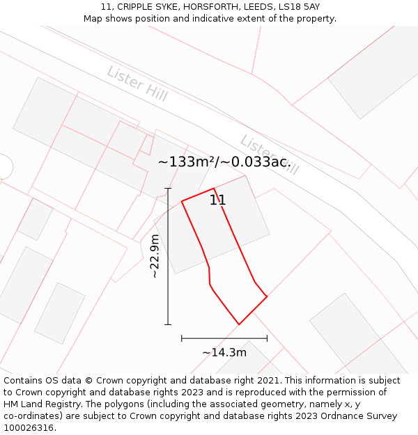 11, CRIPPLE SYKE, HORSFORTH, LEEDS, LS18 5AY: Plot and title map