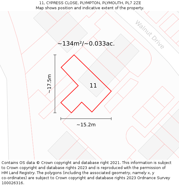 11, CYPRESS CLOSE, PLYMPTON, PLYMOUTH, PL7 2ZE: Plot and title map