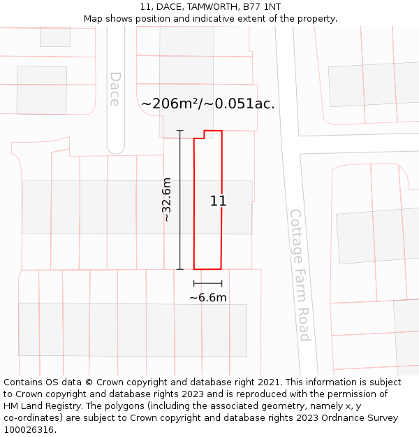 11, DACE, TAMWORTH, B77 1NT: Plot and title map