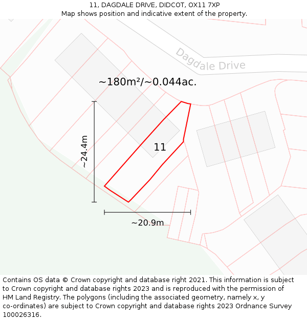 11, DAGDALE DRIVE, DIDCOT, OX11 7XP: Plot and title map