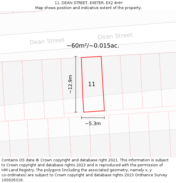 11, DEAN STREET, EXETER, EX2 4HH: Plot and title map