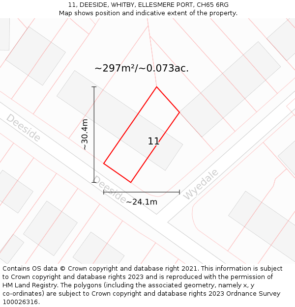 11, DEESIDE, WHITBY, ELLESMERE PORT, CH65 6RG: Plot and title map