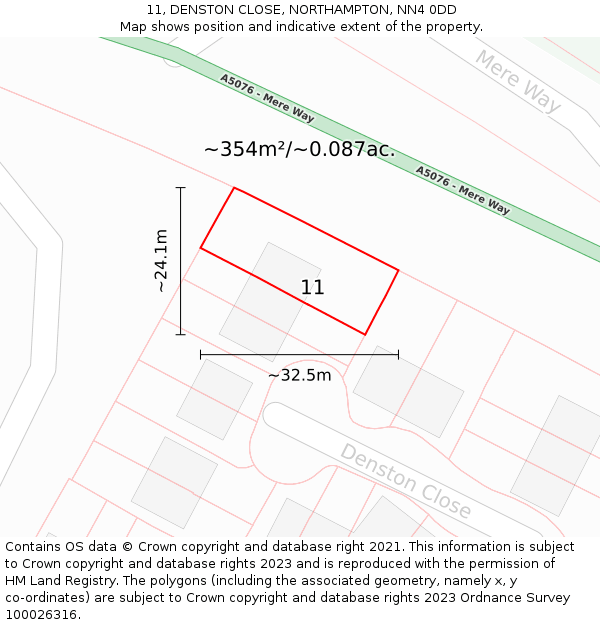 11, DENSTON CLOSE, NORTHAMPTON, NN4 0DD: Plot and title map