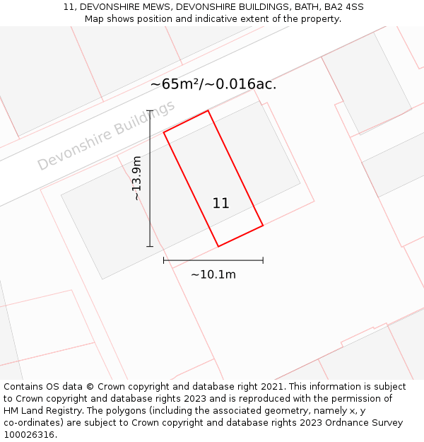 11, DEVONSHIRE MEWS, DEVONSHIRE BUILDINGS, BATH, BA2 4SS: Plot and title map