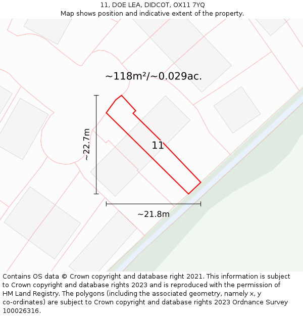 11, DOE LEA, DIDCOT, OX11 7YQ: Plot and title map