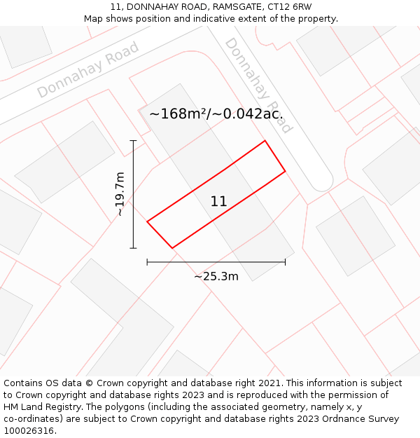 11, DONNAHAY ROAD, RAMSGATE, CT12 6RW: Plot and title map