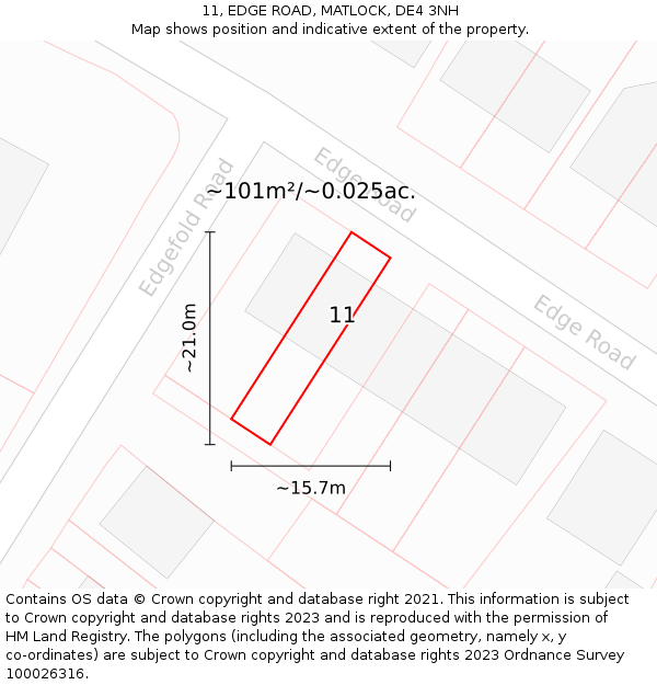 11, EDGE ROAD, MATLOCK, DE4 3NH: Plot and title map