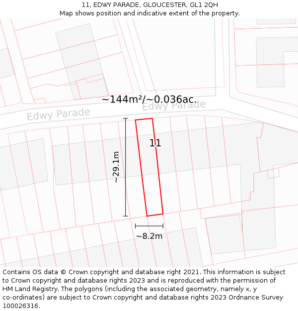 11, EDWY PARADE, GLOUCESTER, GL1 2QH: Plot and title map