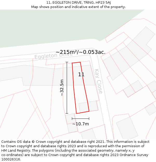 11, EGGLETON DRIVE, TRING, HP23 5AJ: Plot and title map