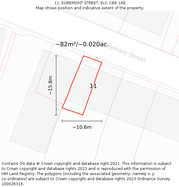 11, EGREMONT STREET, ELY, CB6 1AE: Plot and title map