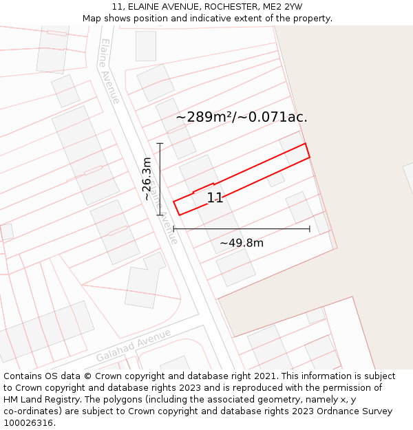 11, ELAINE AVENUE, ROCHESTER, ME2 2YW: Plot and title map