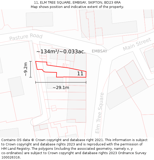 11, ELM TREE SQUARE, EMBSAY, SKIPTON, BD23 6RA: Plot and title map
