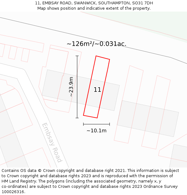11, EMBSAY ROAD, SWANWICK, SOUTHAMPTON, SO31 7DH: Plot and title map