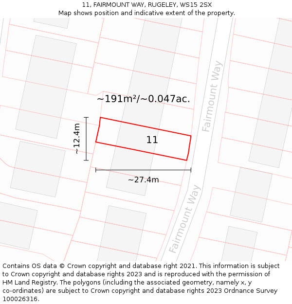 11, FAIRMOUNT WAY, RUGELEY, WS15 2SX: Plot and title map