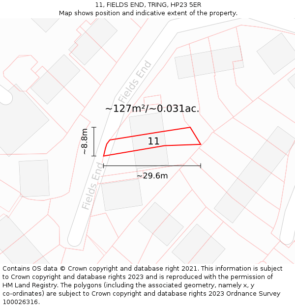 11, FIELDS END, TRING, HP23 5ER: Plot and title map