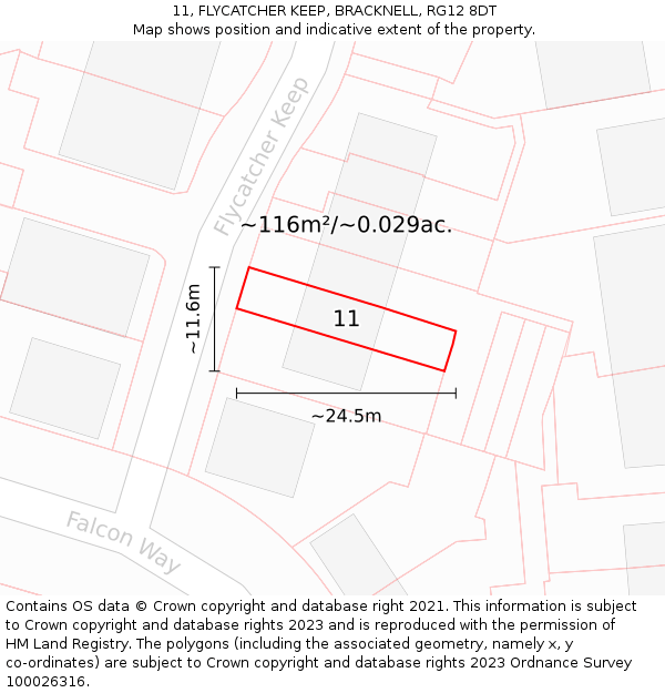 11, FLYCATCHER KEEP, BRACKNELL, RG12 8DT: Plot and title map