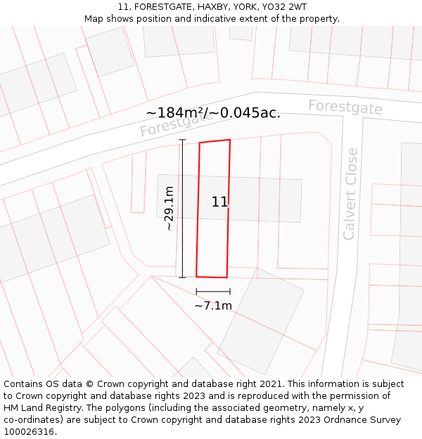 11, FORESTGATE, HAXBY, YORK, YO32 2WT: Plot and title map