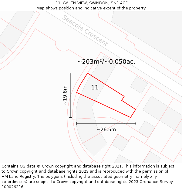 11, GALEN VIEW, SWINDON, SN1 4GF: Plot and title map