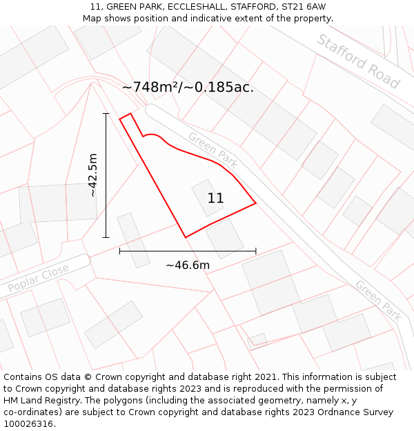 11, GREEN PARK, ECCLESHALL, STAFFORD, ST21 6AW: Plot and title map