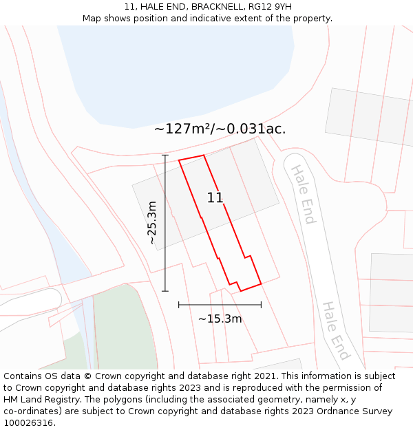 11, HALE END, BRACKNELL, RG12 9YH: Plot and title map