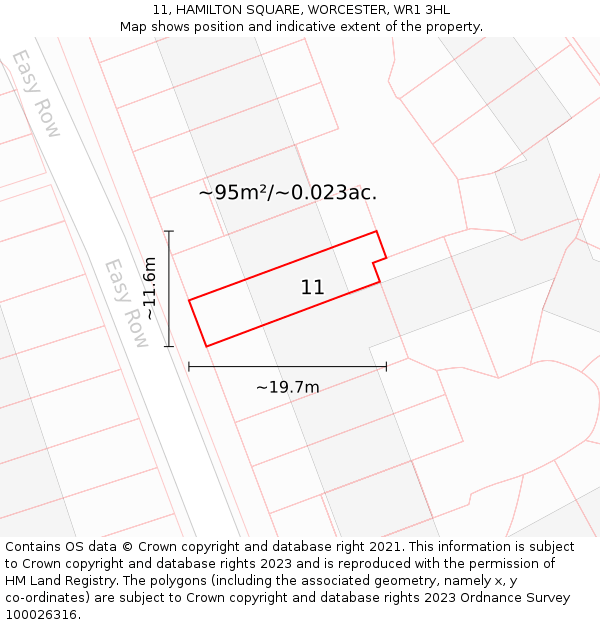 11, HAMILTON SQUARE, WORCESTER, WR1 3HL: Plot and title map
