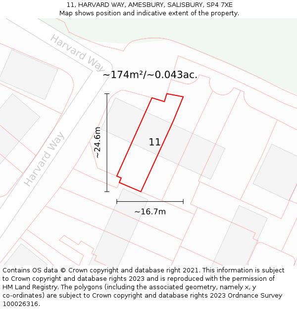 11, HARVARD WAY, AMESBURY, SALISBURY, SP4 7XE: Plot and title map