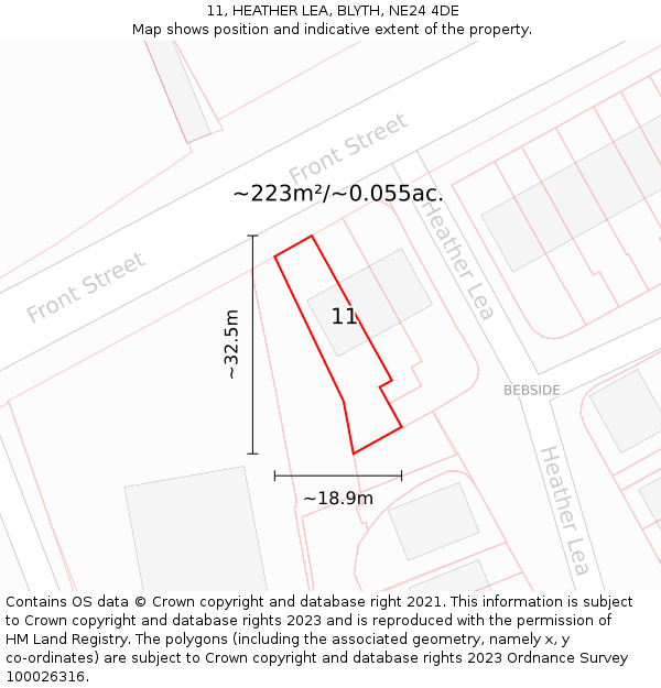 11, HEATHER LEA, BLYTH, NE24 4DE: Plot and title map