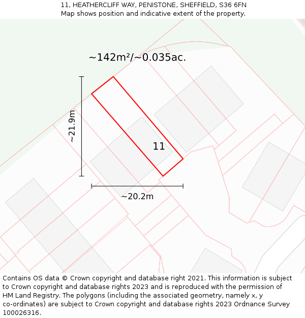 11, HEATHERCLIFF WAY, PENISTONE, SHEFFIELD, S36 6FN: Plot and title map