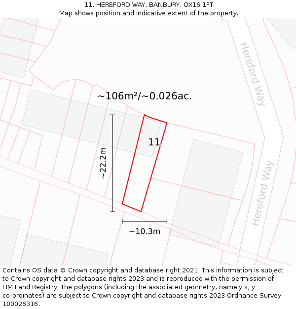 11, HEREFORD WAY, BANBURY, OX16 1FT: Plot and title map