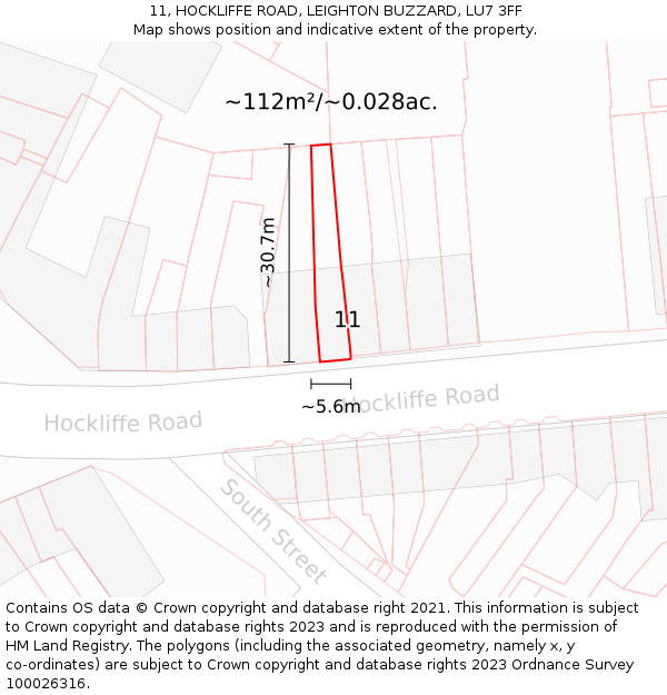 11, HOCKLIFFE ROAD, LEIGHTON BUZZARD, LU7 3FF: Plot and title map