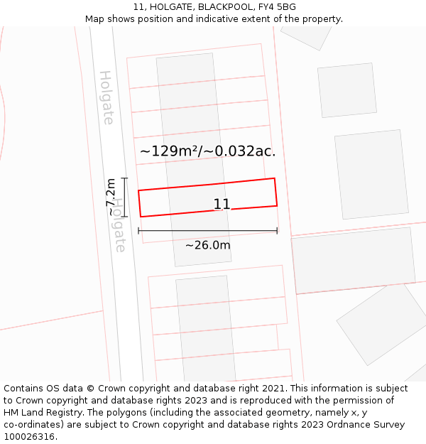 11, HOLGATE, BLACKPOOL, FY4 5BG: Plot and title map