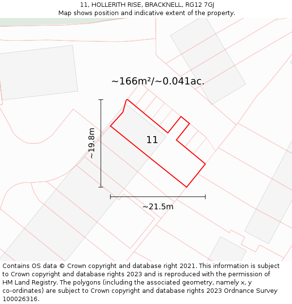 11, HOLLERITH RISE, BRACKNELL, RG12 7GJ: Plot and title map