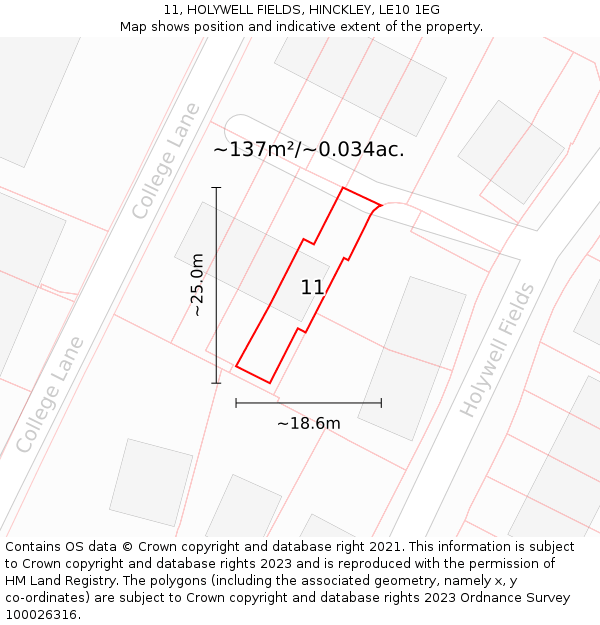 11, HOLYWELL FIELDS, HINCKLEY, LE10 1EG: Plot and title map