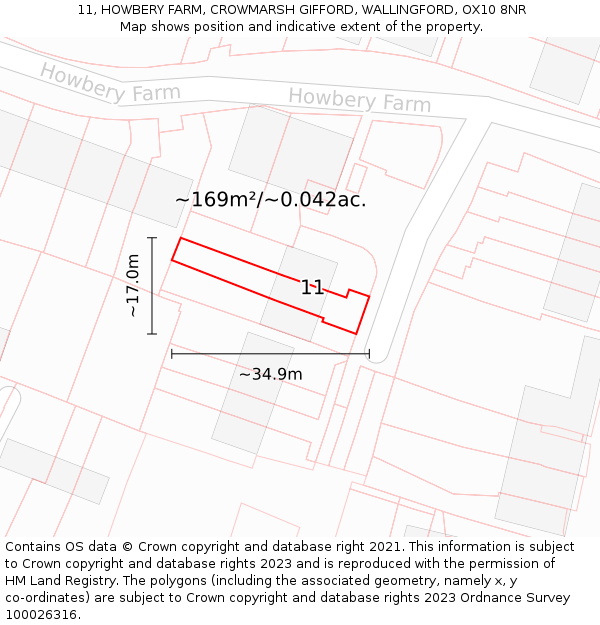 11, HOWBERY FARM, CROWMARSH GIFFORD, WALLINGFORD, OX10 8NR: Plot and title map