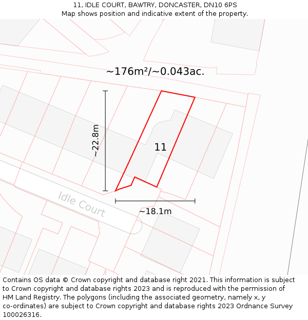 11, IDLE COURT, BAWTRY, DONCASTER, DN10 6PS: Plot and title map