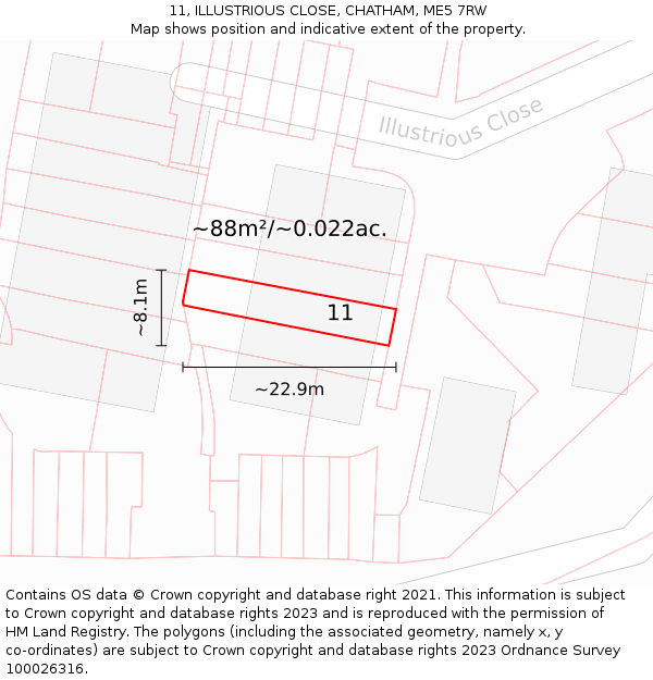 11, ILLUSTRIOUS CLOSE, CHATHAM, ME5 7RW: Plot and title map