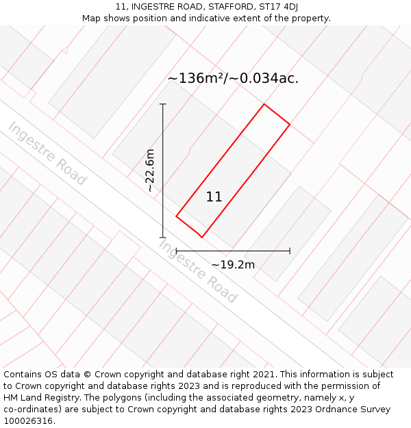 11, INGESTRE ROAD, STAFFORD, ST17 4DJ: Plot and title map