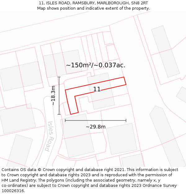 11, ISLES ROAD, RAMSBURY, MARLBOROUGH, SN8 2RT: Plot and title map